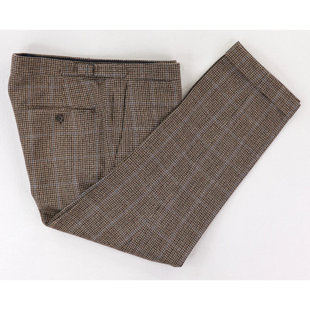 J. Crew Ludlow Slim‎ Dress Pant Mens 33x27 American Woolen Company Brown Blue